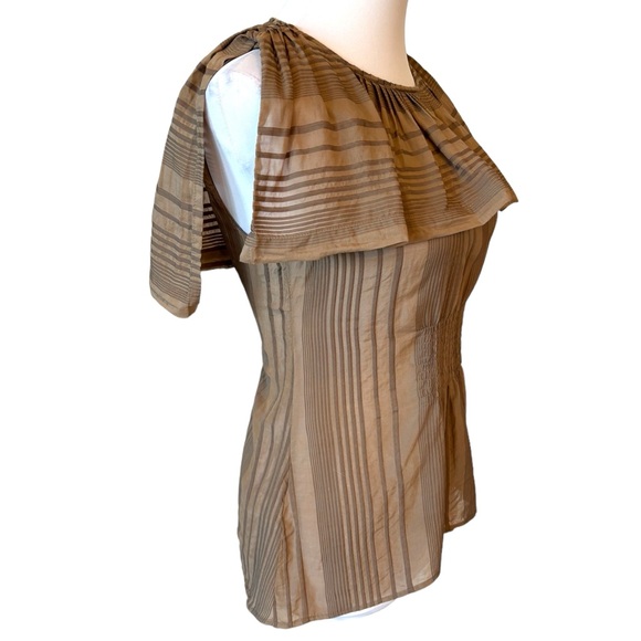 BCBGMAXAZRIA Beige Stripe Open Back Top XS - Picture 4 of 9